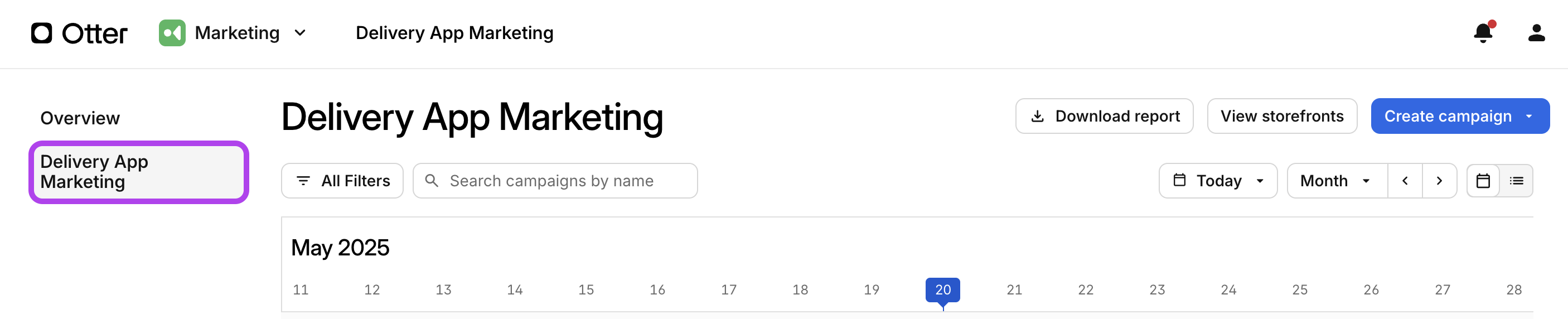 Delivery App Marketing Tab