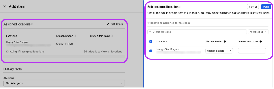 Assigned Locations Section