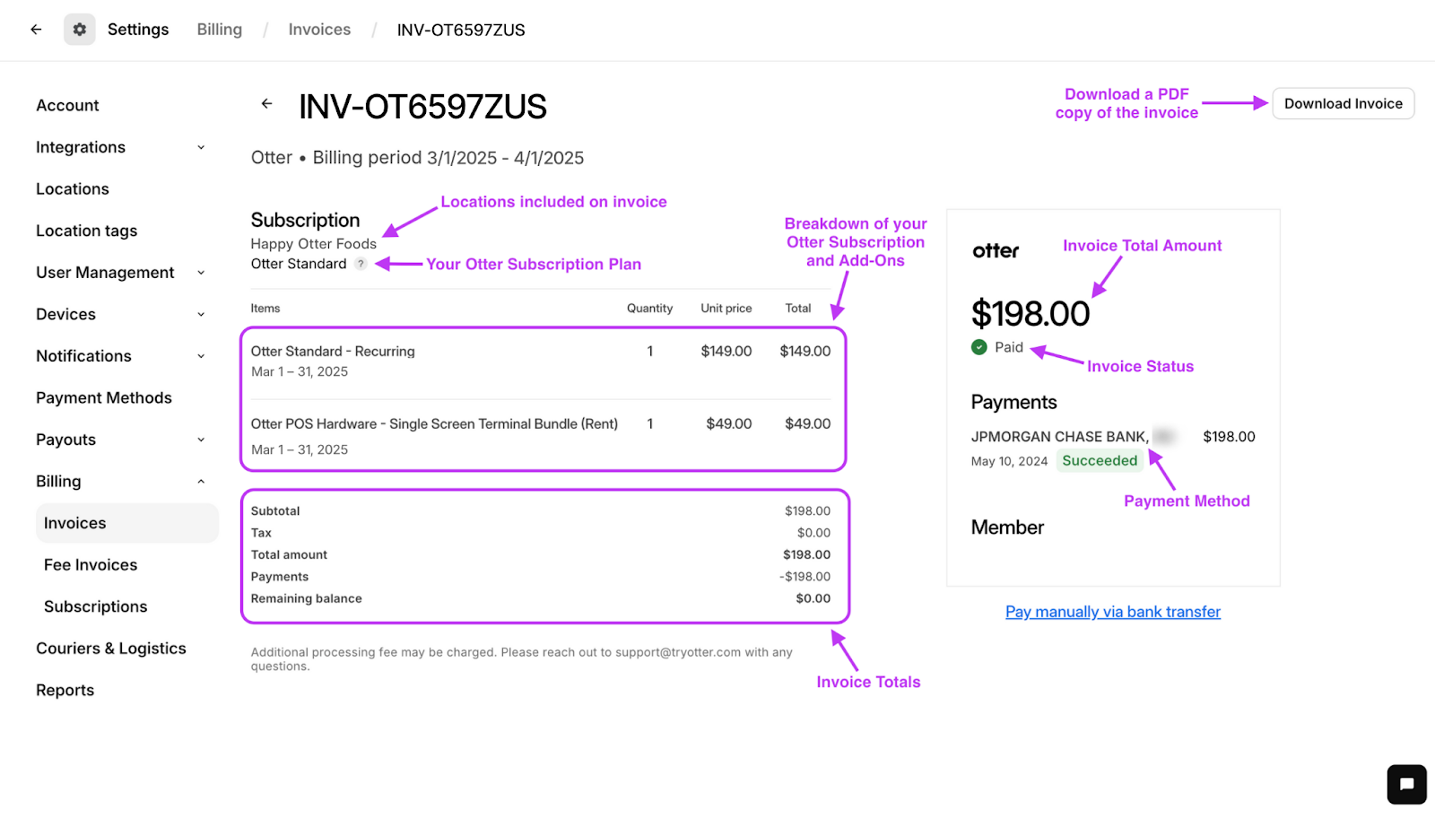 Invoice details