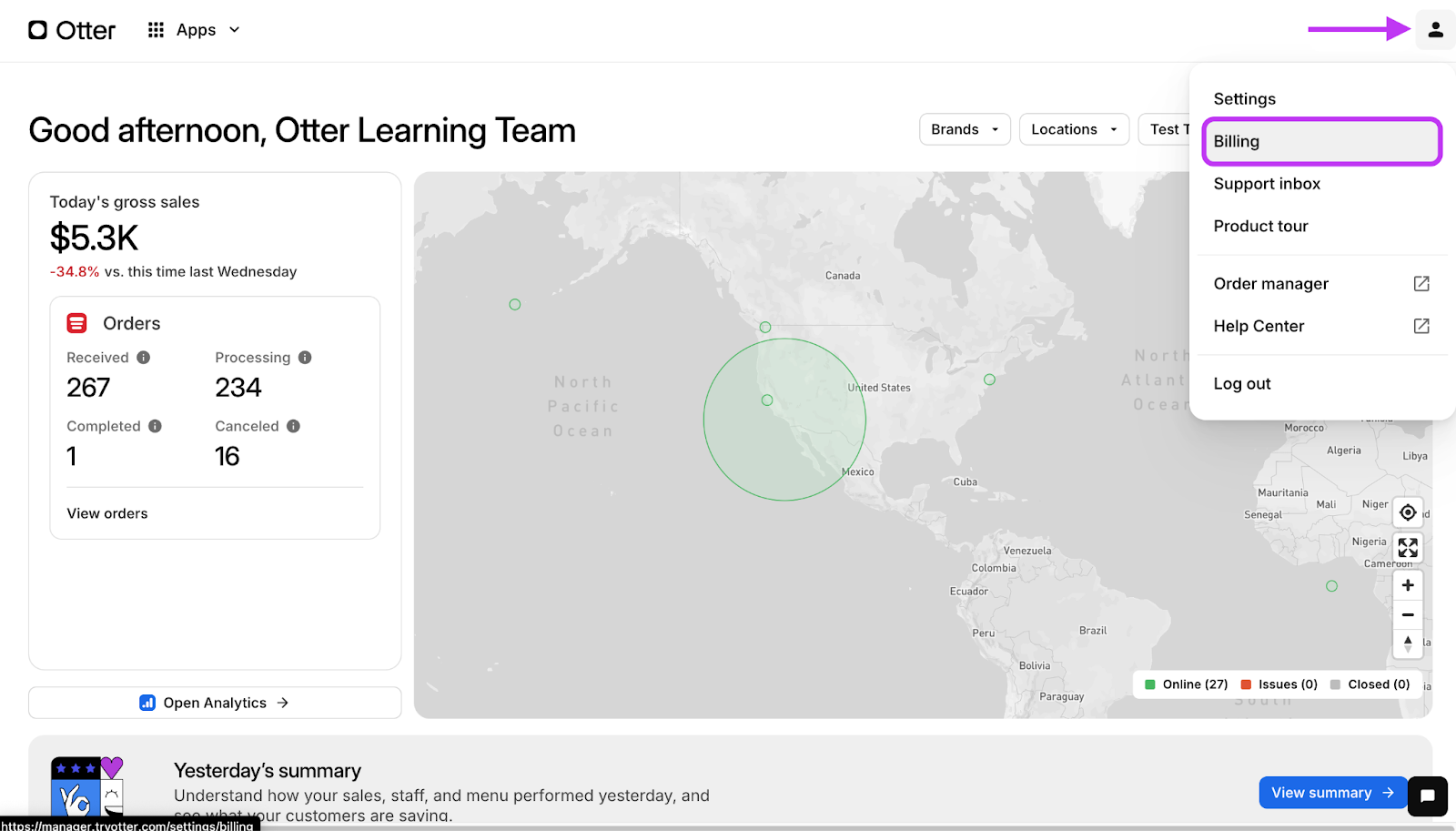 Otter Dashboard Billing
