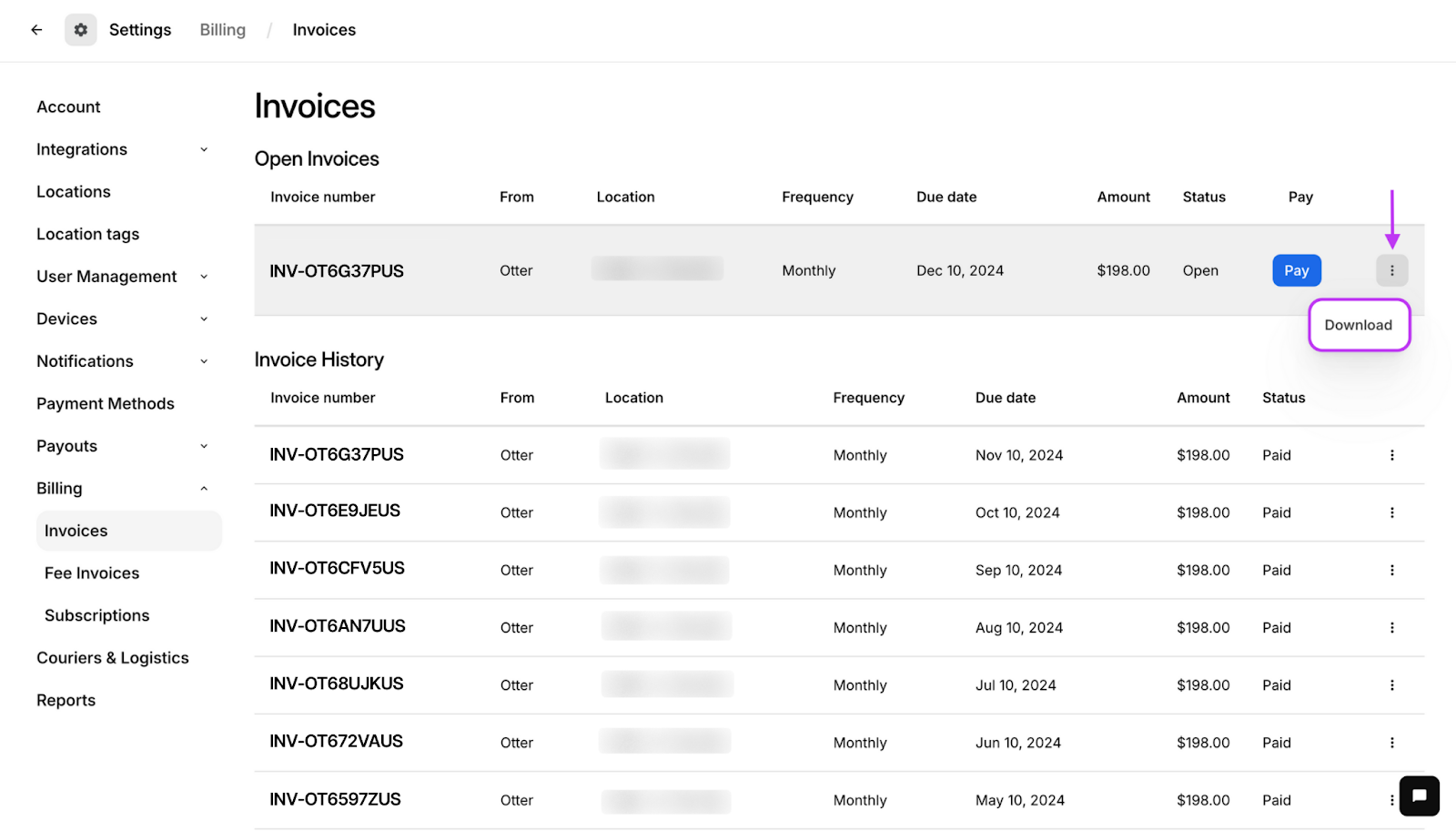 Download Invoice [export as PDF]