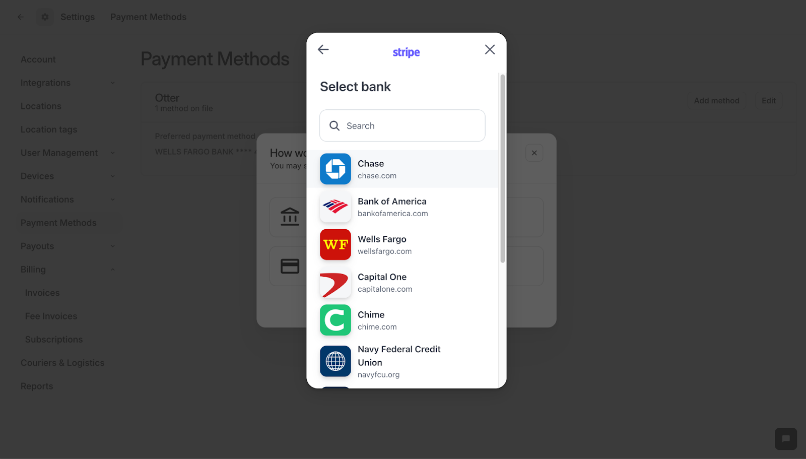 Select your bank