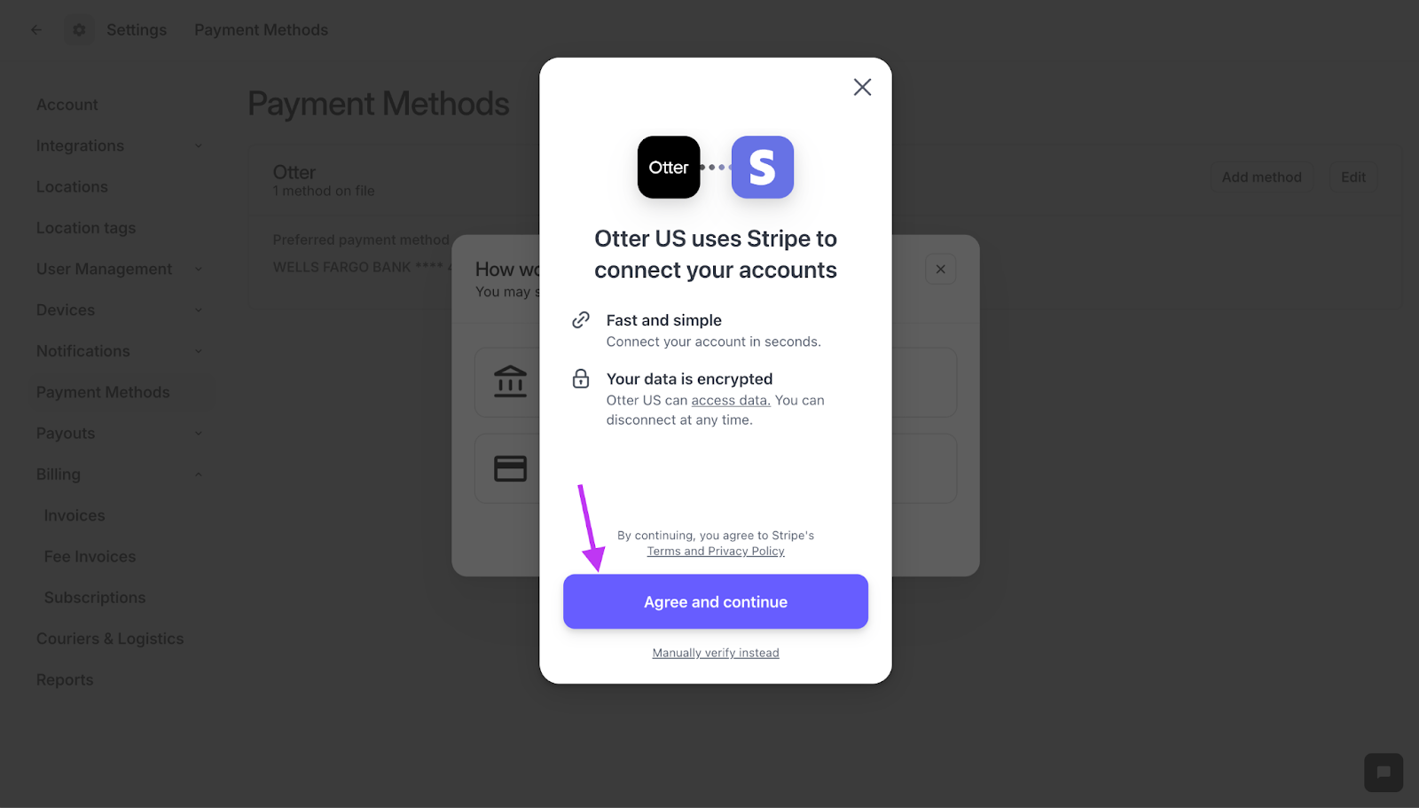 Agree to Stripe's Terms and Privacy Policy to continue