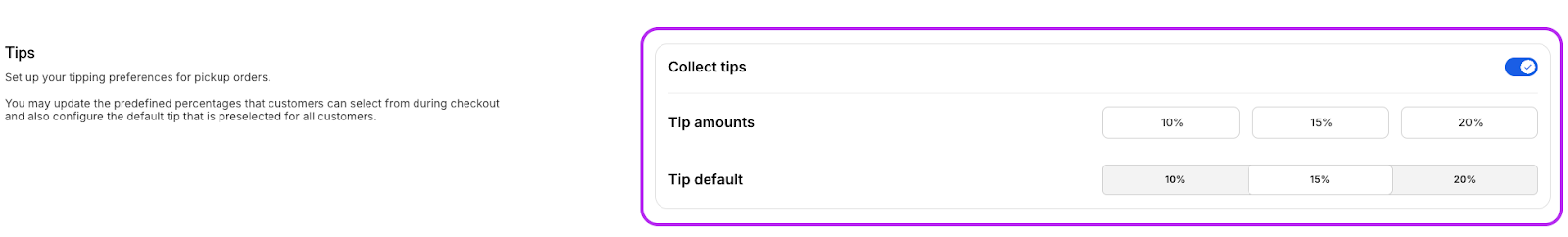 Tips Settings