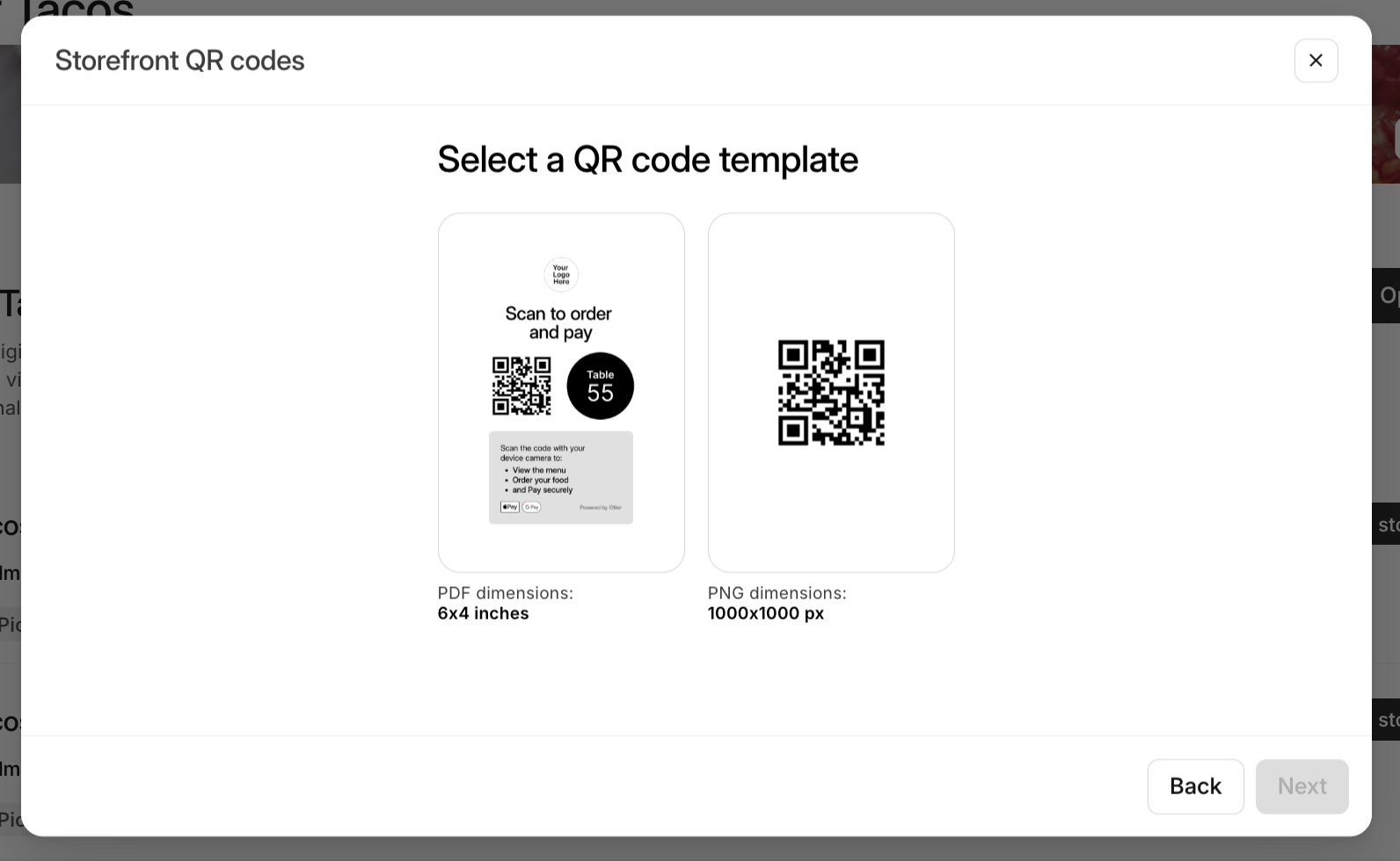QR Code Template Select