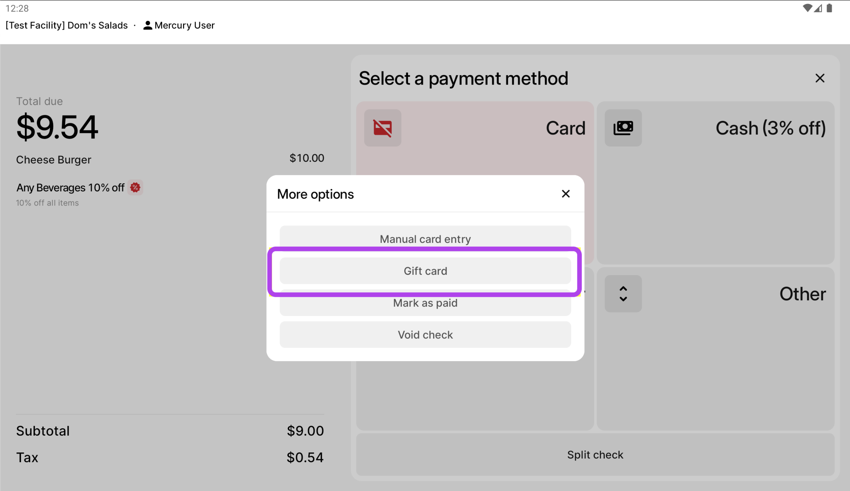 Método de pago con tarjeta de regalo