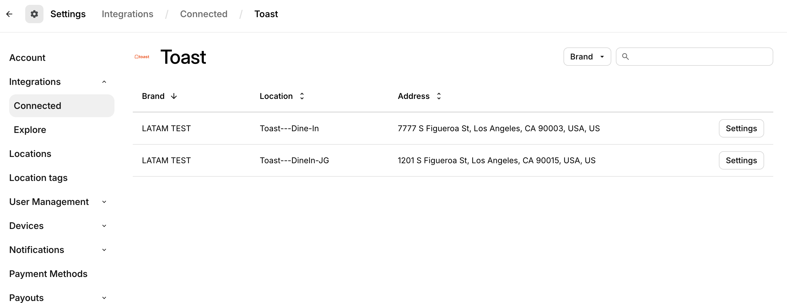 Toast Store Integrations