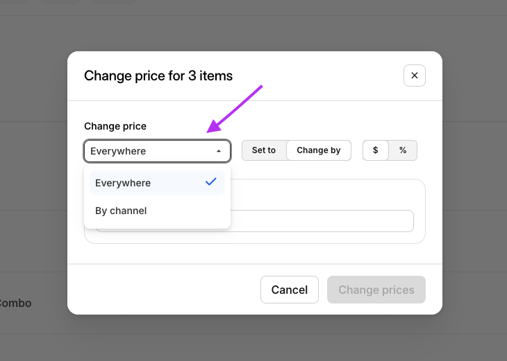 Change Price For