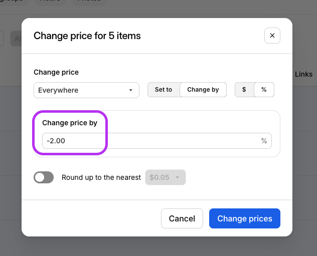 Decrease Item Price