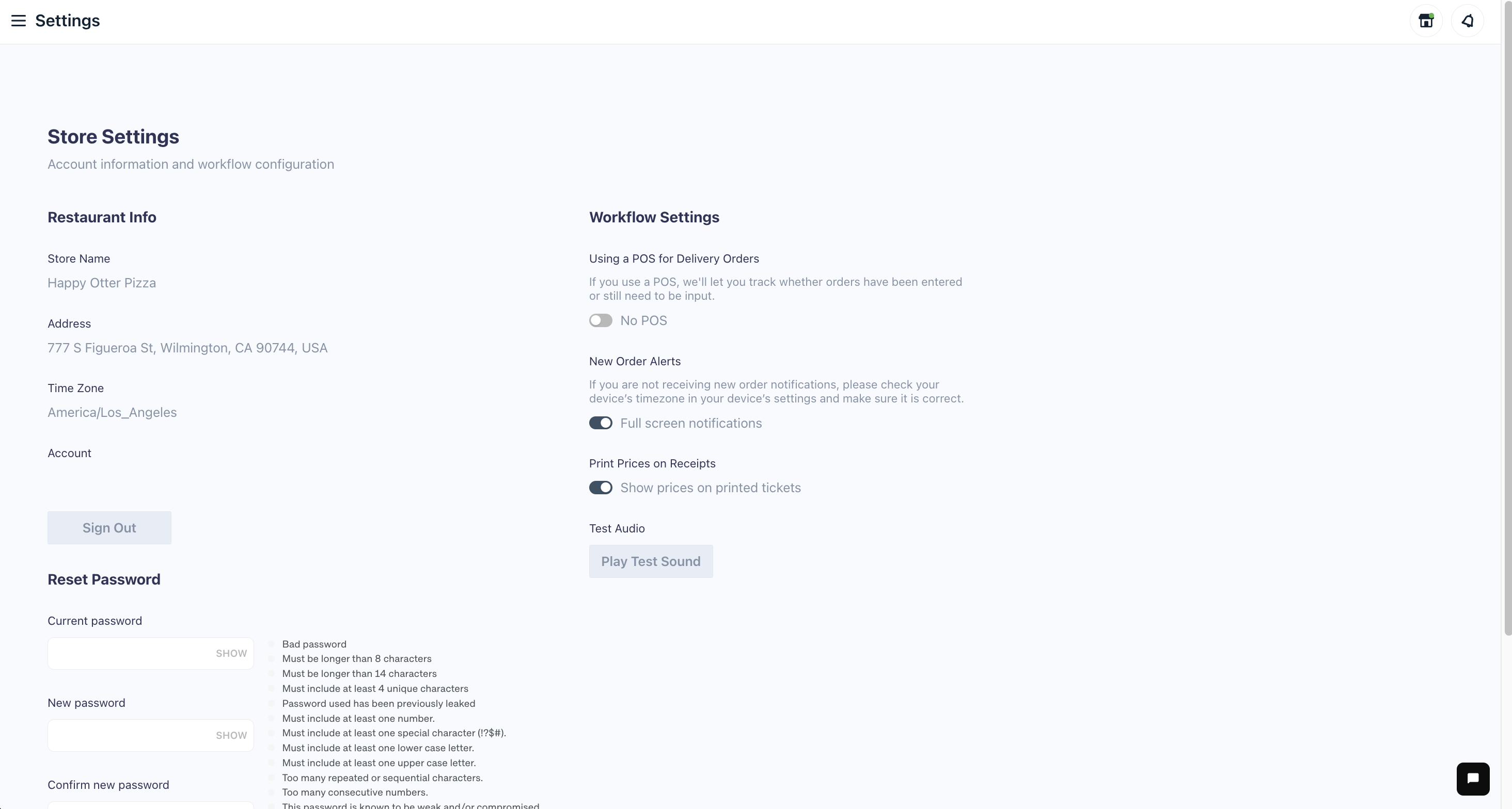 Configuración en el Gestor de Pedidos Web