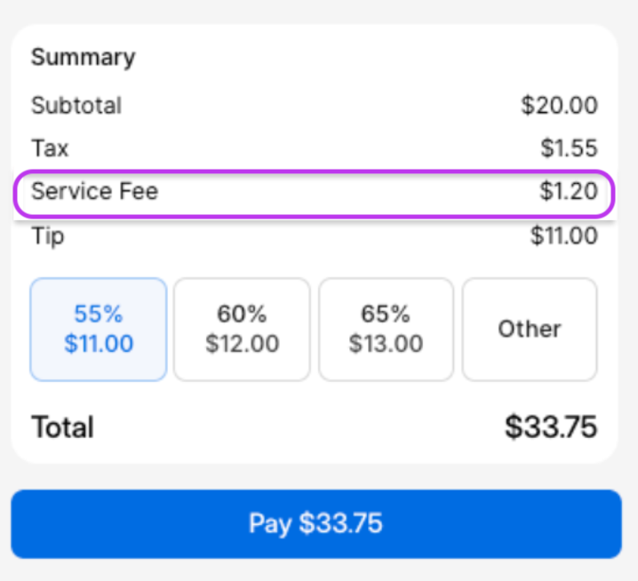 Tarifa de Servicio en el Recibo