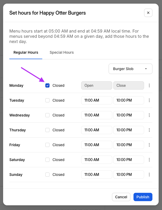 Closed Hours Box