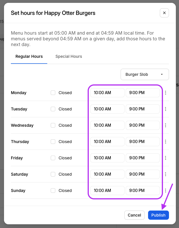 Copiar Horarios Publicar