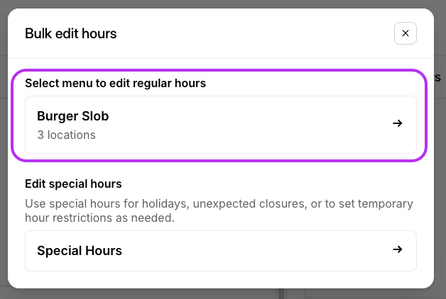 Bulk Edit Regular Hours