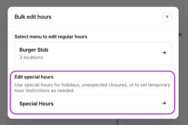 Editar Horarios Especiales en Masa
