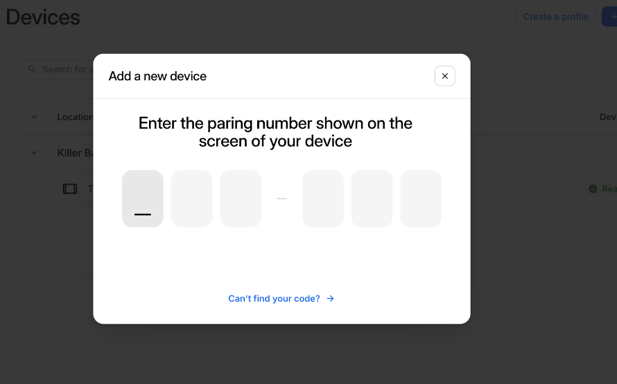 Pairing Code