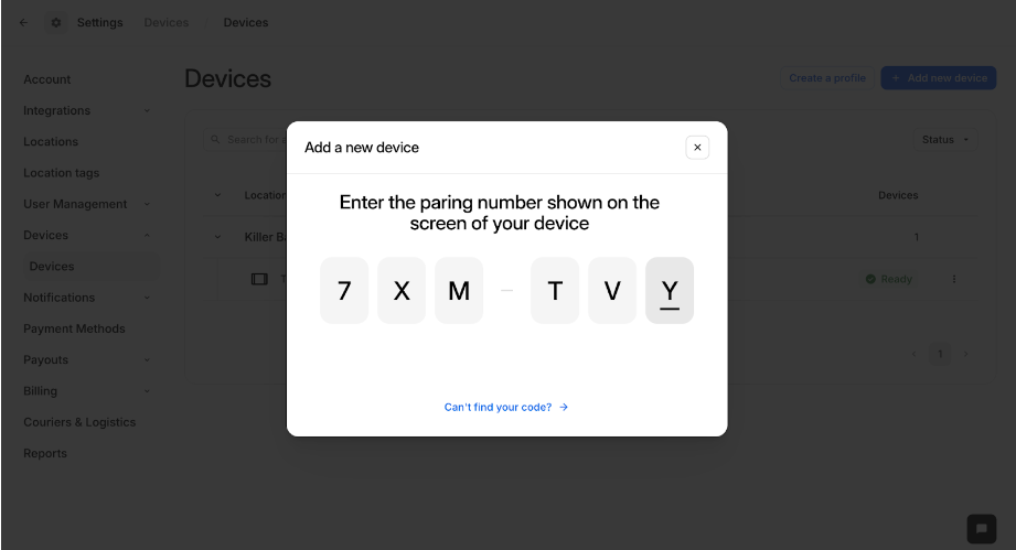 Pairing code entered