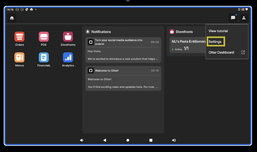 Settings in Order Manager