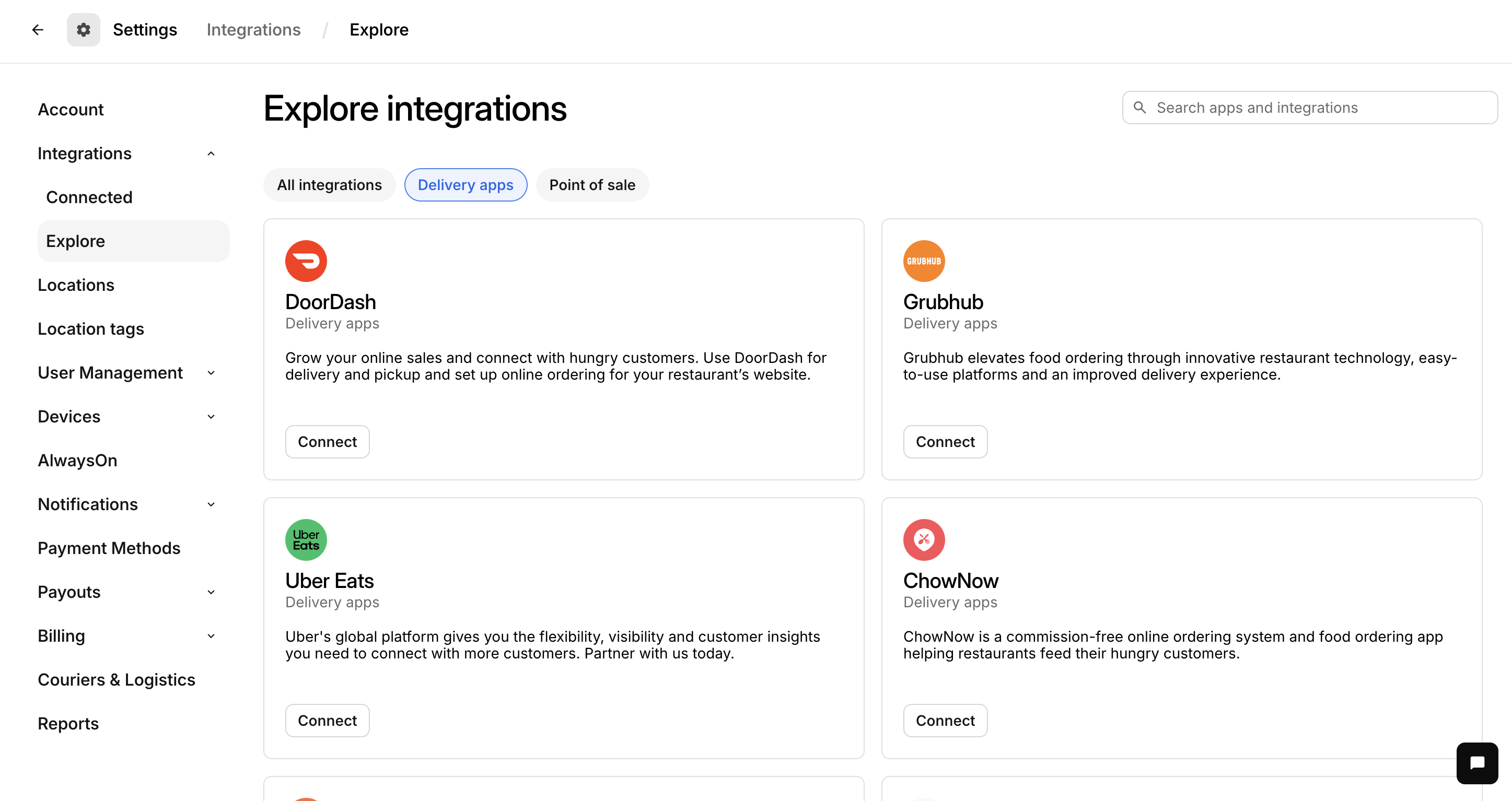 Explorar Integraciones de Socios de Entrega