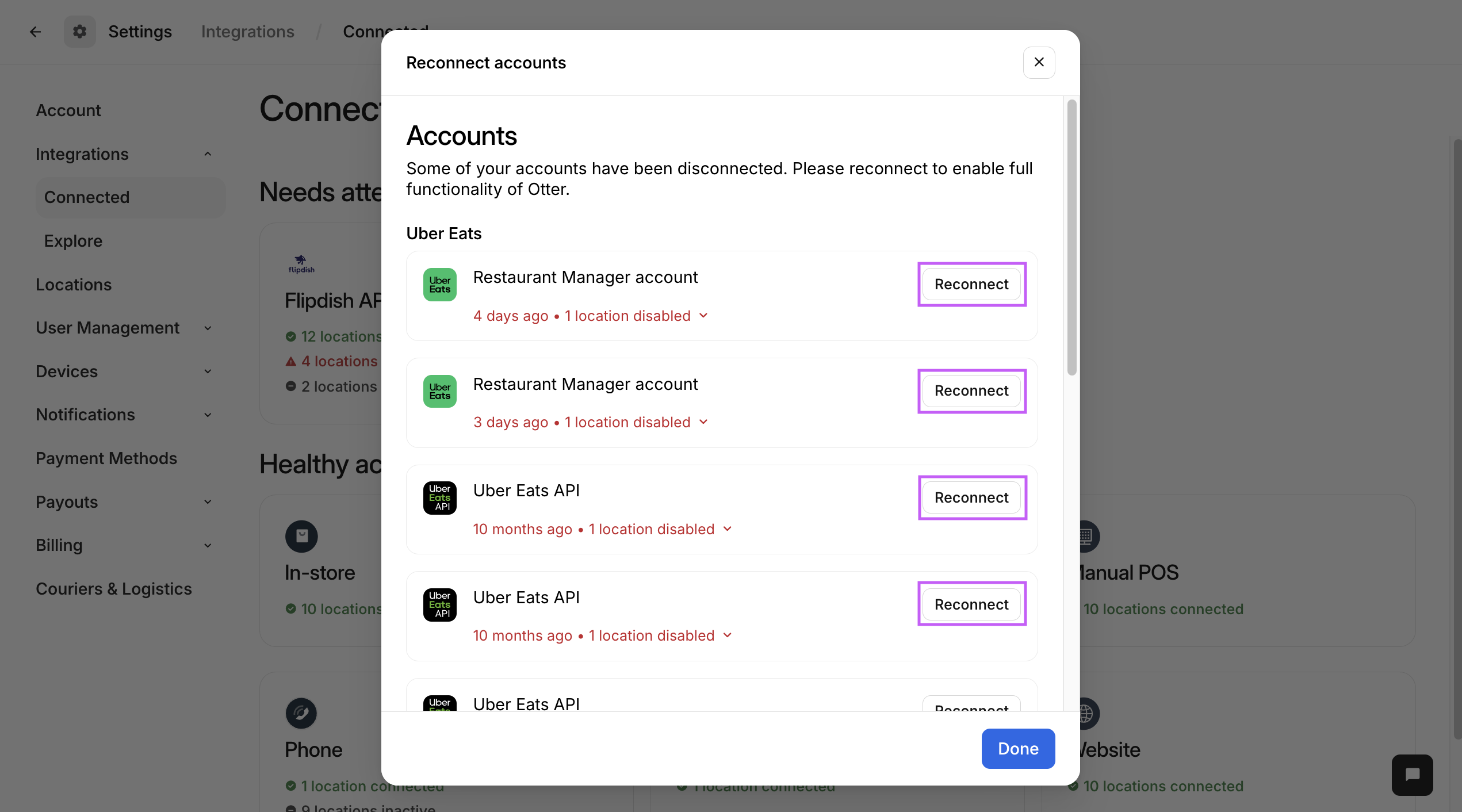 Reconnect Delivery Partner Accounts