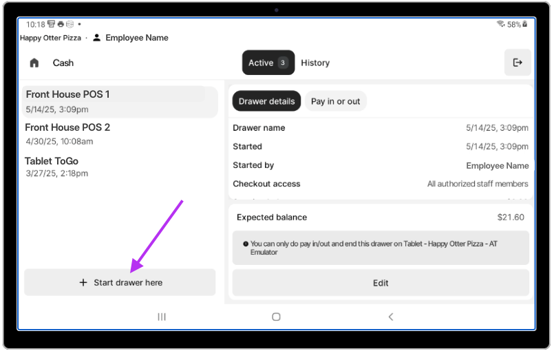 Start Drawer Button POS