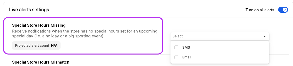 Special Store Hours Missing