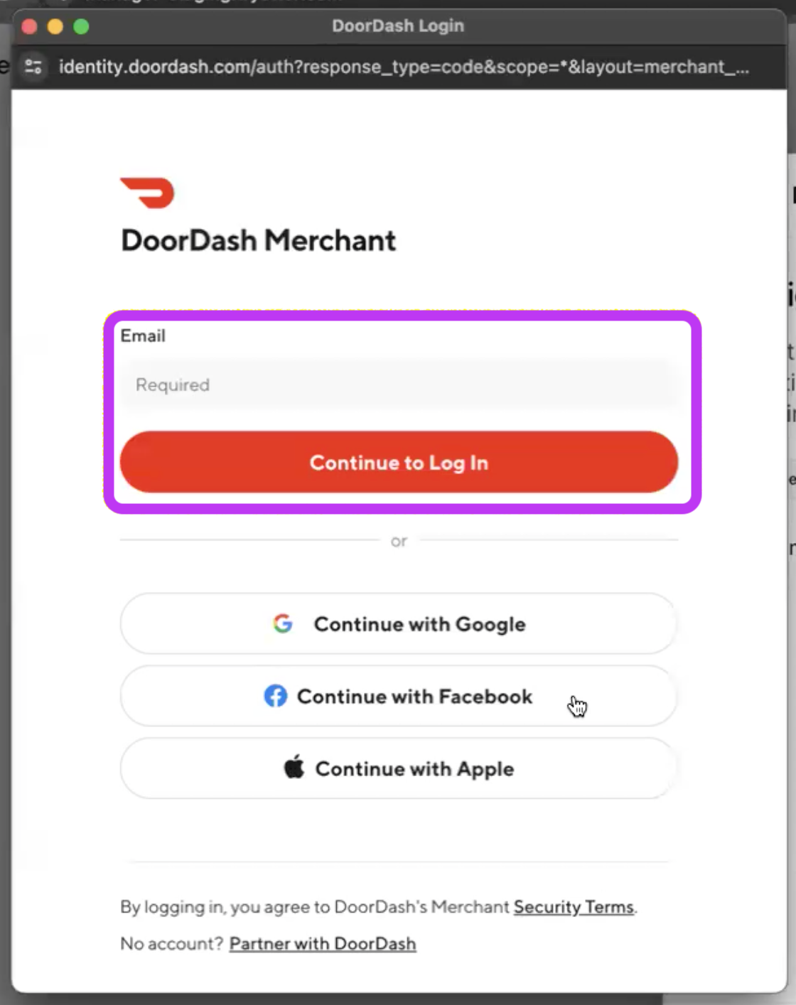 DoorDash Login