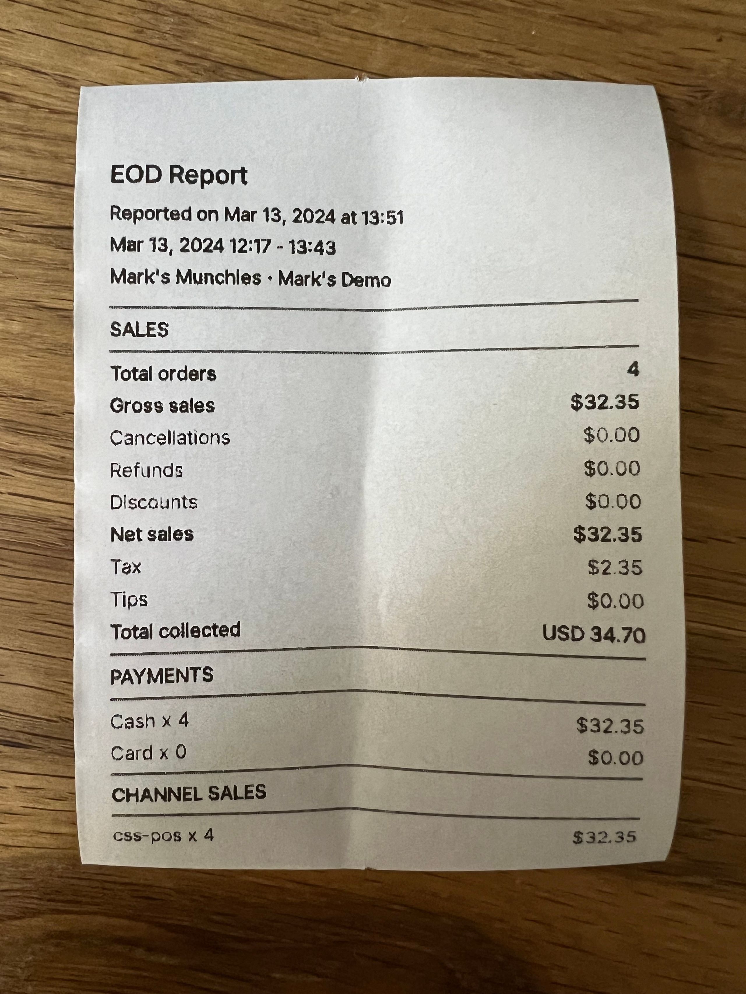 Impresión del Reporte de Fin de Día