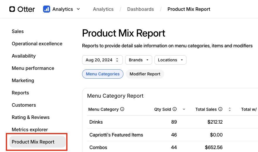 Product Mix Report in Otter Dashboard.png