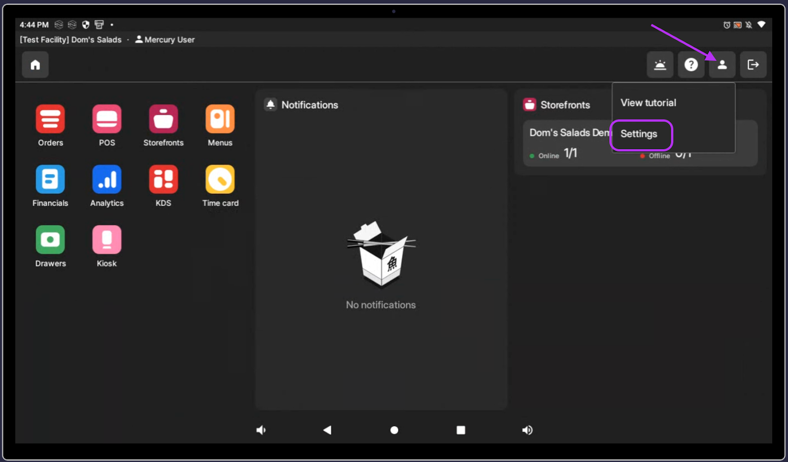 Configuración en POS