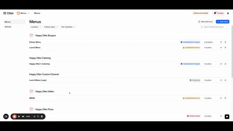 GIF de Resolución Rápida de Problemas de Publicación de Menú