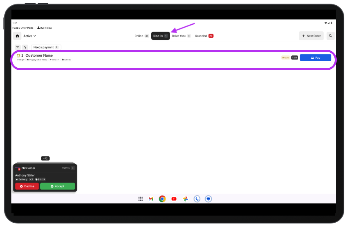 Open Tab Order Tablet