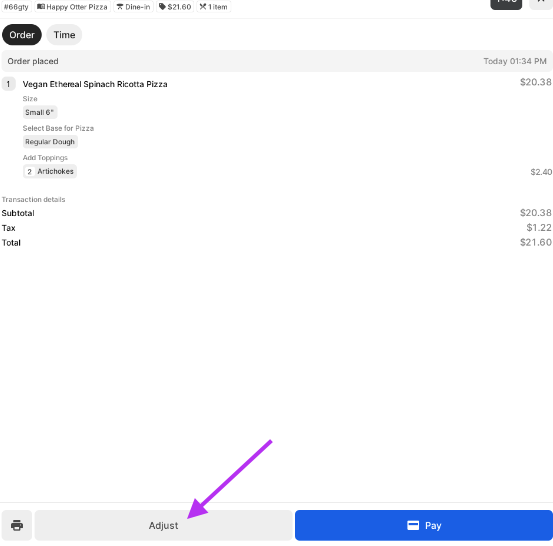 Adjust open tab