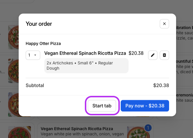 Start Tab Open Tables
