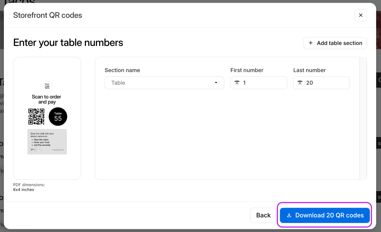 Bouton de téléchargement du code QR