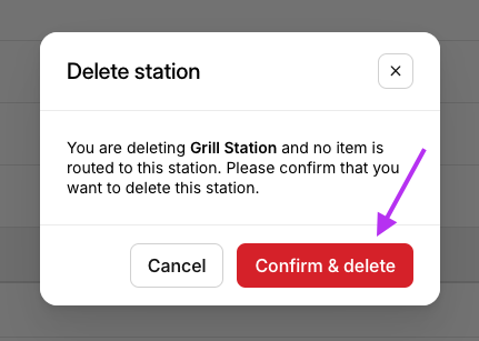 Delete Station Confirmation