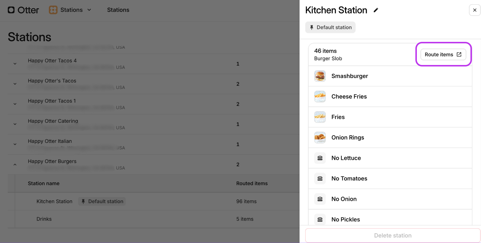 Stations Acheminer les Articles
