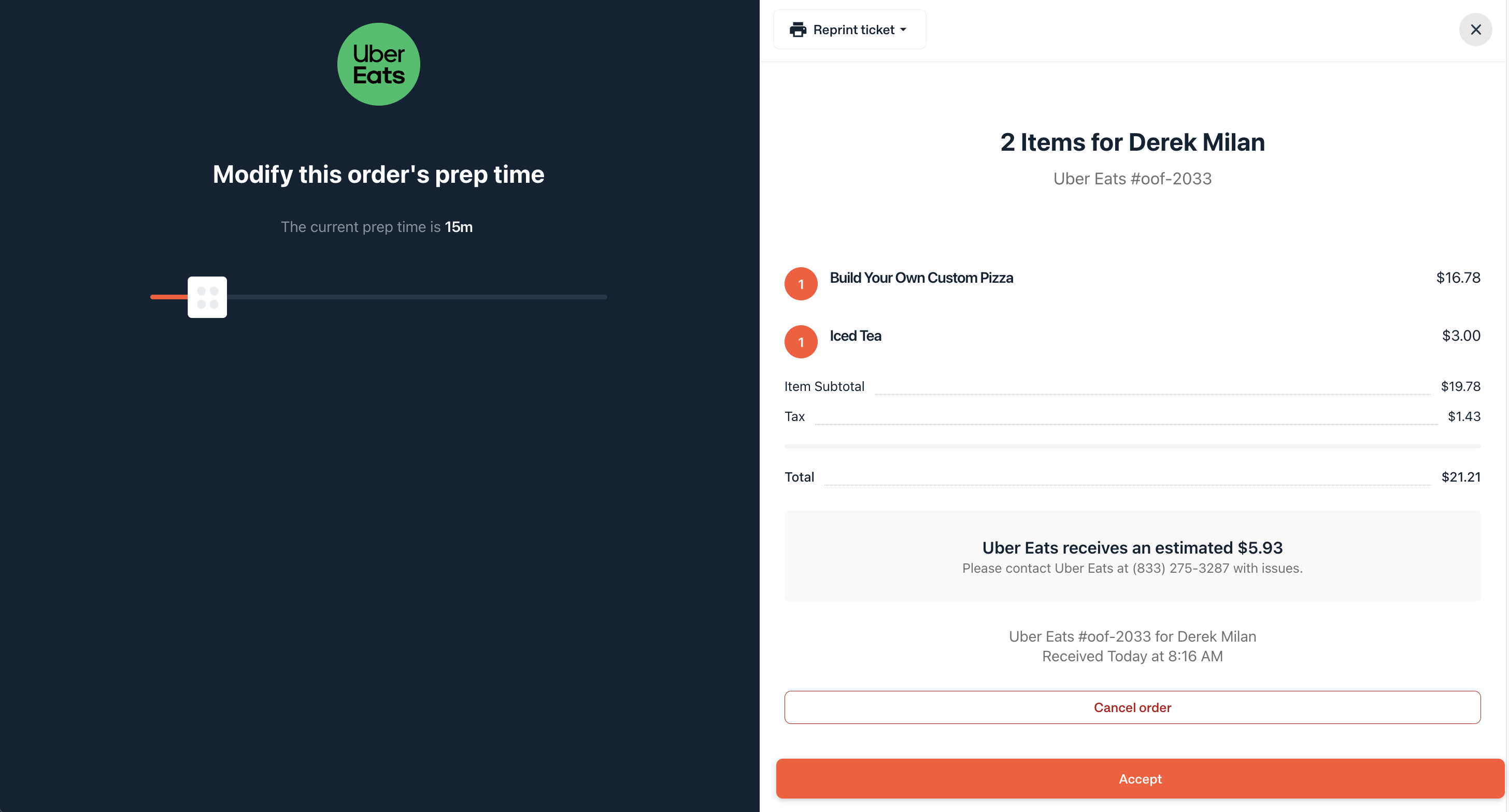 Order Details in Web Order Manager