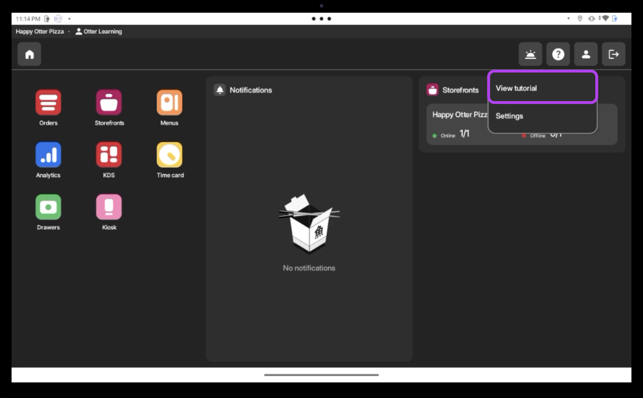 Voir le tutoriel dans l'application Otter