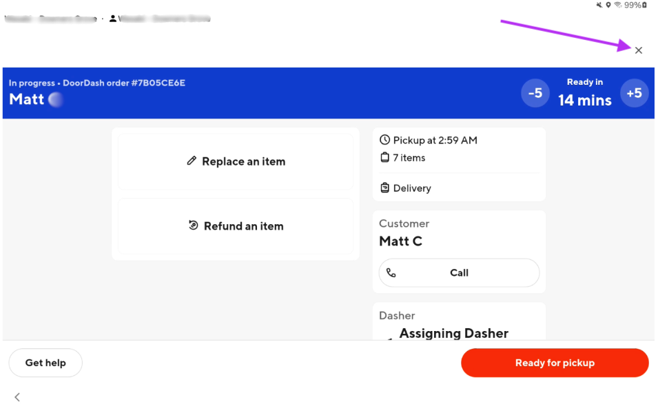 Exit DoorDash Portal