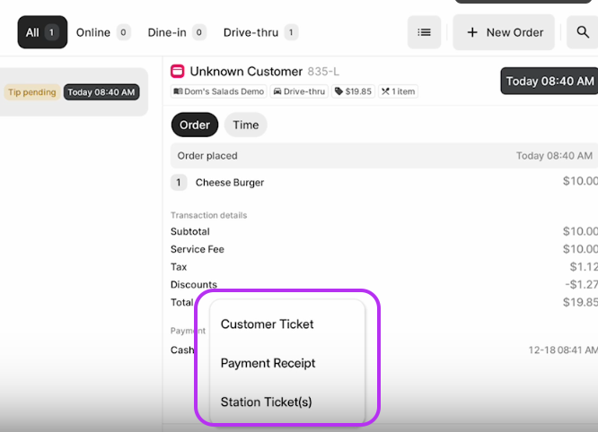 Reprint Ticket Type