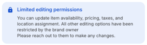 Notification des limitations d'édition de menu