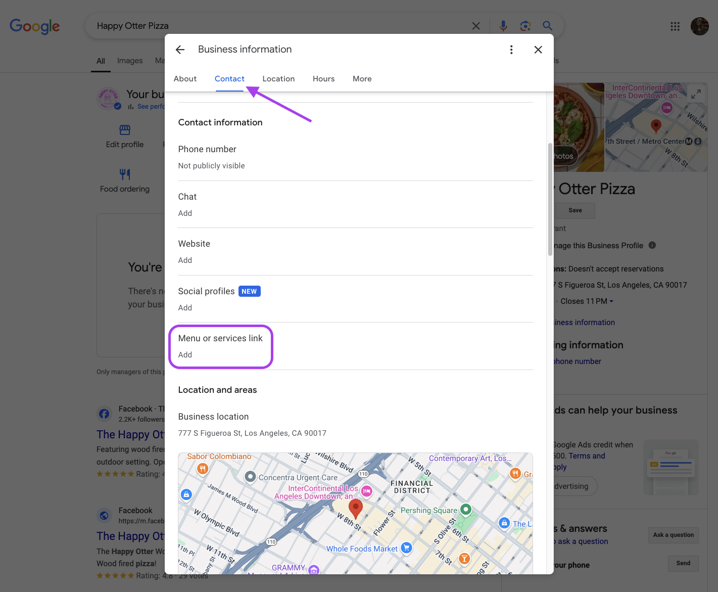 Edit business information profile 