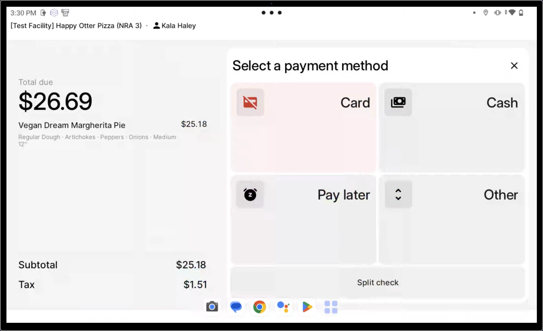 Sélectionner une méthode de paiement pour compléter la commande