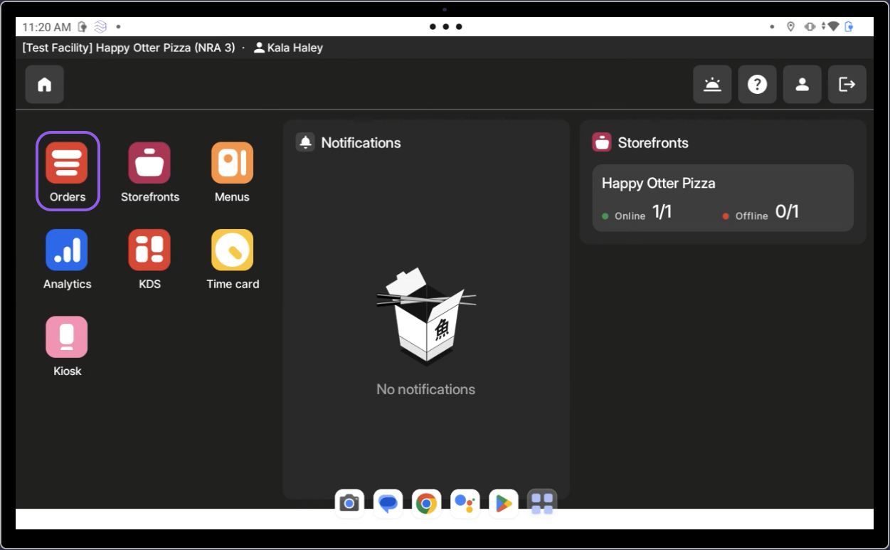 Sélectionner l'application [Commandes]