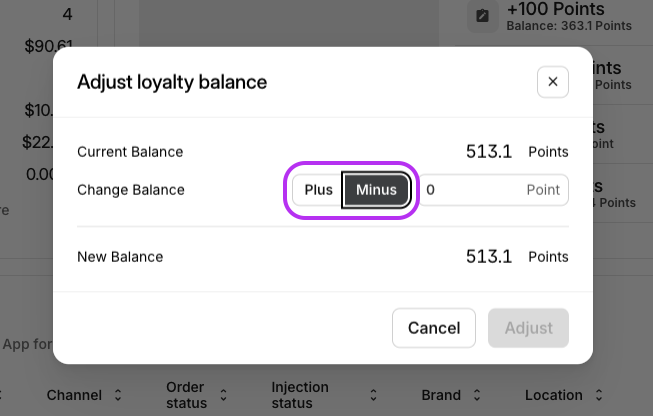 Basculer Plus:Moins du solde
