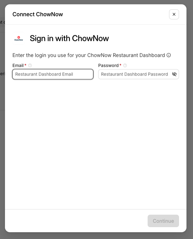 ChowNow Sign in