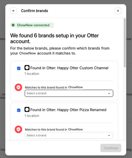 ChowNow Confirm Brands