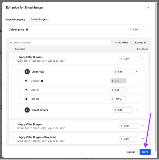 Save Advanced Pricing Edits