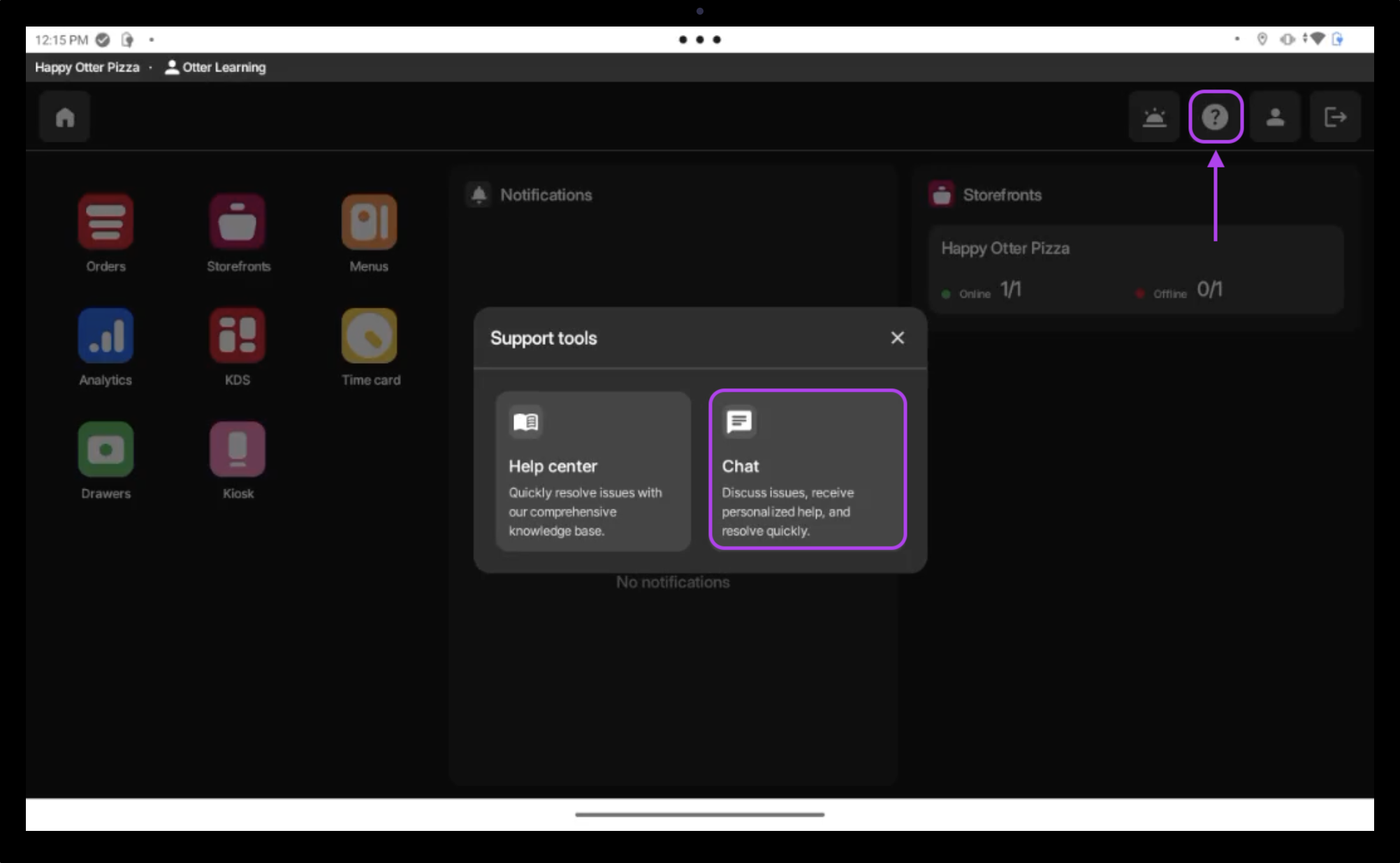 Outils de support de l'application Otter